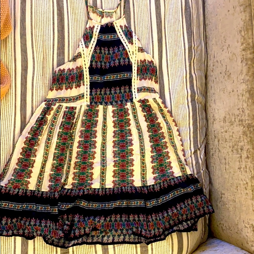 Multi-colored racerback spaghetti strapped dress